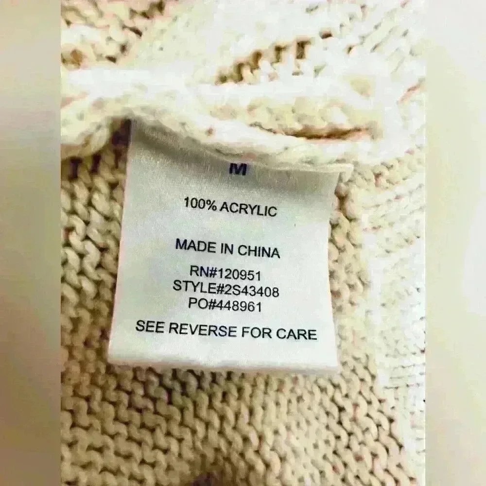 Pink Rose Women’s Size Medium Cream Cropped Full Zipper Sweater, Knit